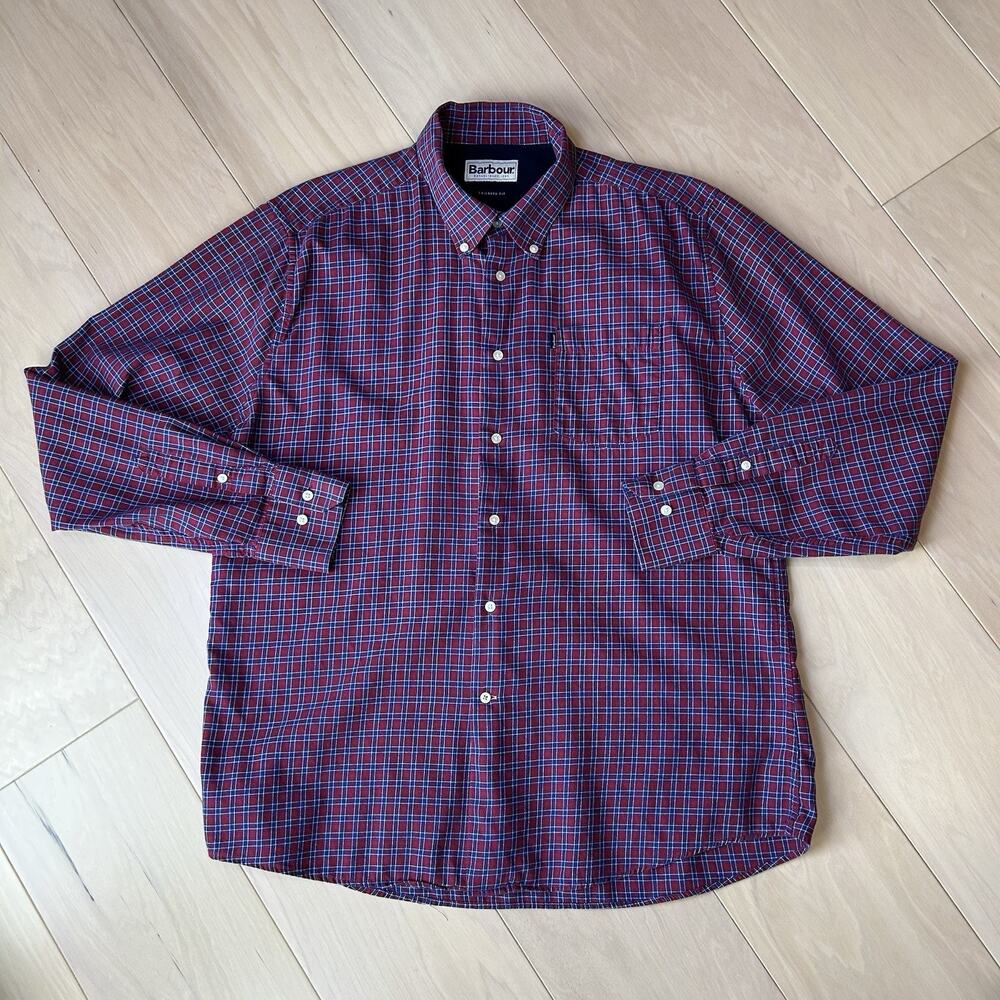 Barbour Tailored Fit Button Up Plaid Shirt Long Sleeve - Men’s USA Large